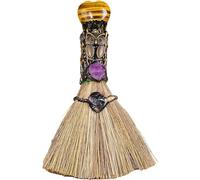HiyyFloy Mini Witches Broom Natural Crystal Witch Altar Broom Small Wicca Ritual Broom Wiccan Altar Broom Magic Ceremony Decor Ornament