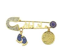 HiyyFloy Muslim Mashallah Brooch Pins Lucky Gift Arabic Turkish Islam Quran Marsala Safety Pin Protection Jewelry Gift