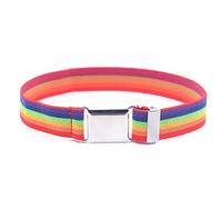 HiyyFloy Rainbow Adjustable Magnetic Canvas Belt Elastic Dress Stretch Belt with Easy Flat Magnetic Buckle for Children Kids Boys Girls