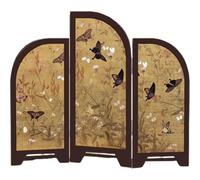 HiyyFloy Retro Mini 3 Panel Folding Screen Desktop Divider, Chinese French Style Decorative Table Ornament for Home Decor Feng Shui Gift