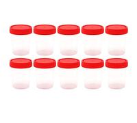 HiyyFloy Specimen Cups with Leak Proof Screw on Lids - 10pcs Clear Non-sterile Urine Sample Jars - Containers for Safe Pee, Stool, Semen Sample Collection for Testing