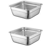 HiyyFloy Stainless Steel Washing Up Bowl Set, Dish Tub with Colander, Fruit Vegetable Washing Basin for Sink, Food Grade Dishpan for Draining Rice, Pasta, Food Strainer Mixing Bowl