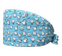 HiyyFloy Surgical Cap Cartoon Printed Bouffant Turban Cap, Adjustable Cotton Working Hat, Medical Scrub Caps Tie Back Head Cover Unisex
