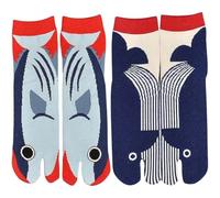 HiyyFloy Tabi Socks 2pairs Cute Funny Split Toe Socks Socks Cartoon Fish Pattern Elastic Tabi Socks Japanese Geta Socks for Women Men