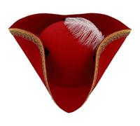 HiyyFloy Tricorn Pirate Hat with Feather, Buccaneer Colonial Hat for Adults Renaissance Costume for Halloween Party