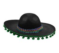 HiyyFloy Unisex Adult Mexican Sombrero Hat - Wide Brimmed with Pom Pom Edging, Felt Spanish Hat Matador Hat Festival Photo Prop Costume Party Hat