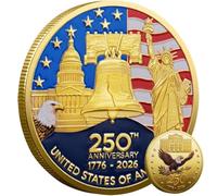 HiyyFloy Us 250th Souvenir Coin Double-sided Embossed Plated 250th Anniversary Commemorative Coins for Anniversary Events