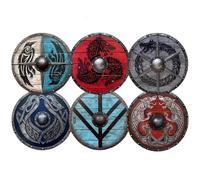 HiyyFloy Viking Design Drinking Coasters Wooden Coaster 6pcs Viking Shield Coasters for Coffee Table Kitchen Table Bar, Home & Office Gifts