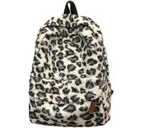 HiyyFloy Y2k Vintage Plush Leopard Print Backpack for Girls Large Capacity College Students Schoolbag Casual Portable Ladies Shoulder Bag
