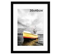 Hiyzaun 30x40cm Picture Frame, 12x16 Photo Frame Black with Wooden Grain, 40x30cm Poster Frame, Wall Mounted