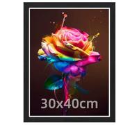 Hiyzaun 30x40cm Picture Frame with Mount, 12x16 Photo Frame Black with Wooden Grain, 40x30cm Poster Frame, Wall Mounted