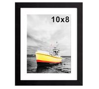 Hiyzaun 8x10 Picture Frame with Mount, 10x8 Photo Frames Black with Wooden Grain, 20x25cm Frame for Standing or Mounting