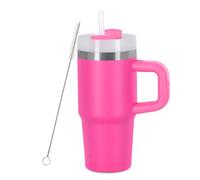 HIZEE 14 oz Tumbler with Handle and Straw for 1 pack, Stainless Steel Vacuum Insulated Tumbler Keep Cold Heat and Ice, Gifts Rose