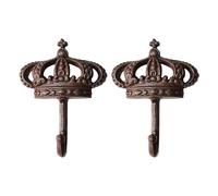HIZEFSOO 2PCS Crown Hooks for Wall Vintage Cast Iron Wall Hooks Farmhouse Hooks for Hanging Coats Heavy Duty Decorative Hooks for Hanging Hats, Backpacks, Coats Living Room, Balcony Hooks (Style 1)