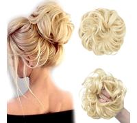 HIZEMLK 1 x Messy Hair Bun Extension Beach Blonde Curly Wavy Messy Synthetic Chignon Wig Elegant Ponytail Extension for Women