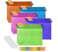 Hiziwimi 15Pcs PP Material Filing Cabinet Suspension Files A4, Hanging Files for Filing Cabinet with Tabs and Inserts, A4 Hanging File for Office School Desktop, File Classification (Mixed Color)