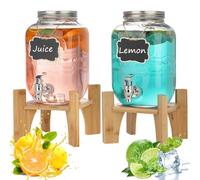 Hiziwimi 2x4L Glass Beverage Dispenser, Drink Dispenser with Tap for Party