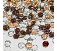 Hiziwimi 400Pcs Decorative Glass Pebbles, 1800g Pack Size,17-20MM Round Flat Smooth Glass Gem Flat Stone Beads, Aquarium Garden Pot Deco, Craft Vase Stuffing