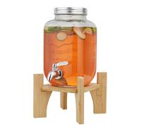 Hiziwimi 4L Glass Beverage Dispenser, Drink Dispenser with Tap for Party