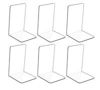 Hiziwimi 6 Pcs Acrylic Bookends for Heavy Books - Clear Book Ends for Shelves, Office, Home, Library, Decorative Book Holder for Shelf, Desktop Book-ends - Non-Slip, Transparent, 7.08"x4.72"