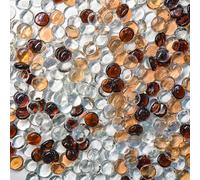 Hiziwimi 800Pcs Decorative Glass Pebbles, 3600g Pack Size,17-20MM Round Flat Smooth Glass Gem Flat Stone Beads, Aquarium Garden Pot Deco, Craft Vase Stuffing