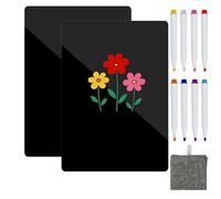 Hiziwimi A4（11.6x8.2 Inch） 2 Pcs Black Magnetic Dry Erase Whiteboard for Fridge,Small Fridge Message White Boards 8 Markers, Grocery List Reminder Sticker