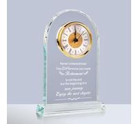Hiziwimi Crystal Desk Clock Suitable for Men and Women (Enjoy the Next Chapter) - Quartz Table Clock Wedding, Retirement, and Graduation Commemorative Gift, for Friends, Parents, and Colleagues