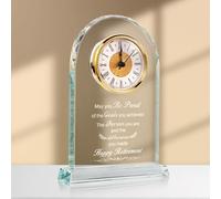 Hiziwimi Happy Retirement Crystal Desk Clock Gift, Farewell Gift, Retirement for Women, Retirement Gift for Men, Home Desk Clock Gift for Parents, Grandparents, Colleagues