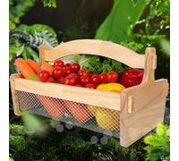 Hizmivos Garden Hod Harvest Basket with Rustproofed Mesh Wire for Vegetable Gardening and Farmhouse Decor,Picnic Basket Gardener Gift Spring for Washing Holding(13.4"L X 9.06"W X 4.33"H)