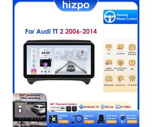 HIZPO Android 14 Car Radio Multimedia Player for AUDI TT MK2 8J 2006 2007 - 2014 Carplay Screen Stereo GPS Navi Bluetooth RDS 4G S4 (8core 4G32G)