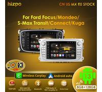 Hizpo Car Android CarPlay Radio Multimedia Player For Ford Focus S-Max Mondeo 9 Galaxy C-Max GPS Navigation Video NO DVD 2din 7" P1-1G 32G-4cores-B