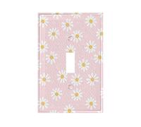 Hizuwky Pink Daisy Floral 1 Gang Single Toggle Light Switch Cover Decorative Flowers Wall Plate Electrical Faceplate Lightswitch For Girls Room Bedroom Bathroom