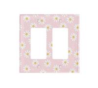 Hizuwky Pink Daisy Floral 2 Gang Double Rocker Light Switch Cover Decorative Flowers Wall Plate Electrical Faceplate Lightswitch For Girls Room Bedroom Bathroom