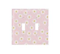 Hizuwky Pink Daisy Floral 2 Gang Double Toggle Light Switch Cover Decorative Flowers Wall Plate Electrical Faceplate Lightswitch For Girls Room Bedroom Bathroom