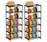Hizypaixin Two 6-Tier 3D Printer Filament Storage Rack, Heavy Duty Metal Spool Holder Holds 72×1kg, Tool-Free Assembly, Modular Design for Home Office Workshop