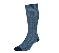 HJ Hall 2 Pairs Gents Indestructible Marl Half Hose Socks HJ4 Blue 11-13