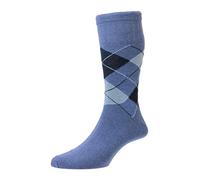 HJ Hall Argyle Cotton Softop Socks HJ89 non elastic Denim 6-11