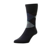 HJ Hall Argyle Cotton Softop Socks HJ89 non elastic Navy 6-11