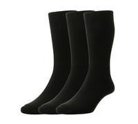 HJ Hall Cotton Rich Diabetic Men's Socks - HJ1351 (3-Pair), Mid Calf Length Terry Loop Loose-Knit Non-Restrictive Top Socks for Oedema, Sensitive, Blister Prone, & Swollen Feet (Black, UK 6-11)