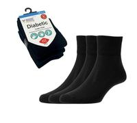 HJ Hall Cotton Rich Diabetic Women's Socks - HJ1361 (3-Pair), Low Rise, Non-Restrictive Top Socks for Oedema, Sensitive, Blister Prone, & Swollen Feet (Black, Size 4-7)