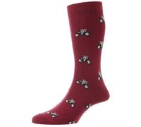 HJ Hall HJ61 Cotton Rich Tractor Design Socks / UK 6-11 (Claret)
