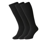 HJ Hall Long Wool-Rich Men's Socks - HJ77 (3-Pair), Immaculate Over Calf Length Classic Ribbed Knit Moisture Wicking Lycra Socks for Outdoors, Construction, & Farming (Black, UK 6-11)