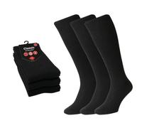 HJ Hall Long Wool-Rich Men's Socks - HJ77 (3-Pair), over Calf Length Classic Ribbed Knit Moisture Wicking Lycra Socks for Outdoors, Construction, & Farming (Black, UK 6-11)