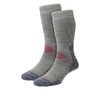 HJ Hall Mens Anti Blister Wool Hiking Socks Dual Layer with Cushioned Sole - 11-13 UK - Grey/Denim