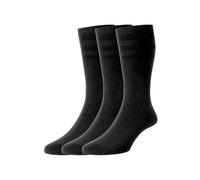 HJ Hall Men's Bamboo Original Softop Socks - HJ910 (3-Pair), Super Soft Ventilated Breathable Non-Elastic Top No Mark Diabetic Socks for Oedema, Sensitive, & Blister Prone Feet (Black, UK Size 6-11)