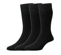 HJ Hall Men's Extra Wide Softop® Socks - HJ191 (3-Pair), Ventilated Breathable Non-Elastic Top Cotton Diabetic Socks for Oedema, Sensitive, & Blister Prone Feet (Black, UK Size 6-11)