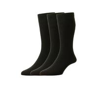HJ Hall Men's Original Softop Wool Socks - HJ90 (3-Pair), Classic Ribbed Non-Elastic Top No Mark Diabetic Socks for Oedema, Sensitive, & Blister Prone Feet (Black, UK Size 6-11)