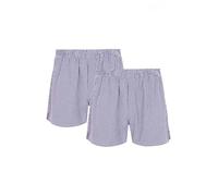 HJ Hall Men's Pack of 2 Pure Cotton Woven Boxers in Navy Check, S