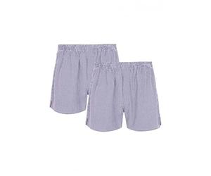HJ Hall Men's Pack of 2 Pure Cotton Woven Boxers in Navy Check, S