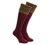HJ Hall Mens Shooting Merino Wool Socks Warm Country Diamond Pattern - 11-13 UK - Wine